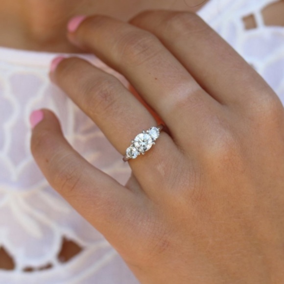Total 2.4 carat three diamonds platinum ring